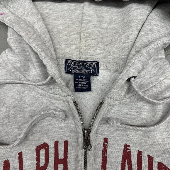 Polo Ralph Lauren Hoodie Mens Small Gray Full Zip Fleece Arch Logo Sweatshirt - Picture 3 of 7
